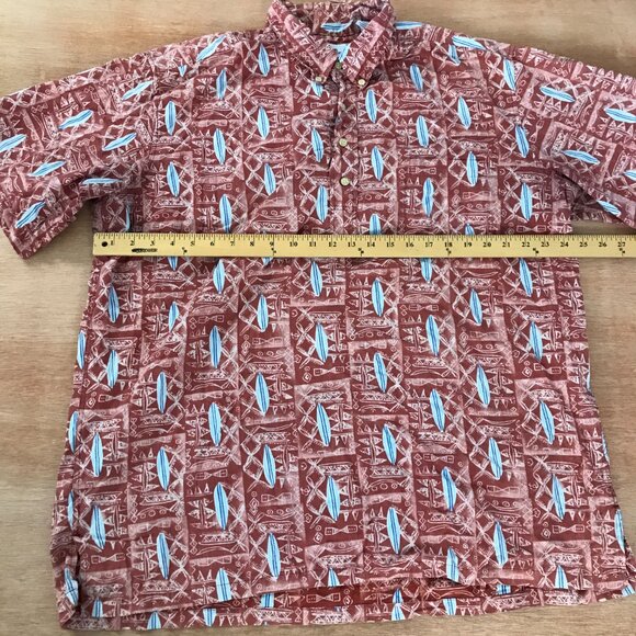 Reyn Spooner Hawaiian Shirt Men XXL Red Geometric Button Down Pocket Collared - Picture 7 of 14